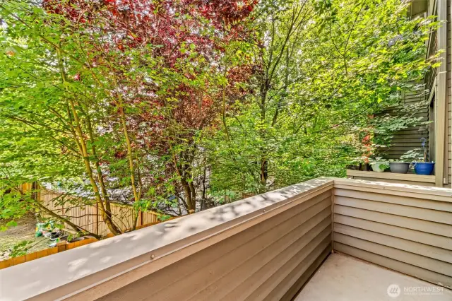 Private deck off of living room.
