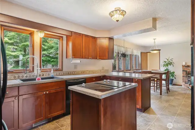Center island with cooktop