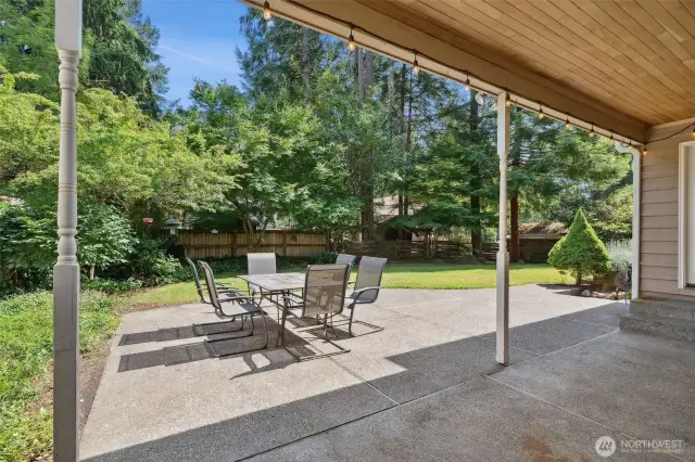 Large patio with room to stay in the shade, or be in the sun