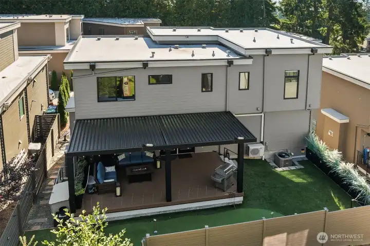 Heated pergola perfect for year-round entertaining!