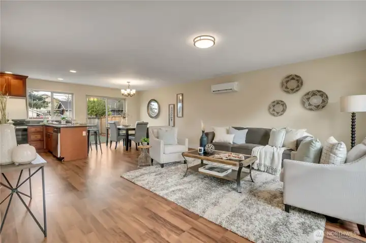 Flexible Great Room to adjust for your changing needs!  Slider from dining space to backyard.  Mini split ac/heat for year-round comfort.