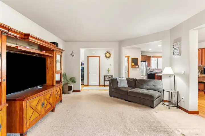 View of living room to hallway entrance