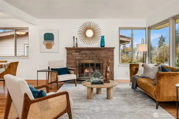 Wood burning fireplace