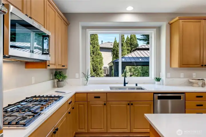 Plenty of cabinet and countertop space.