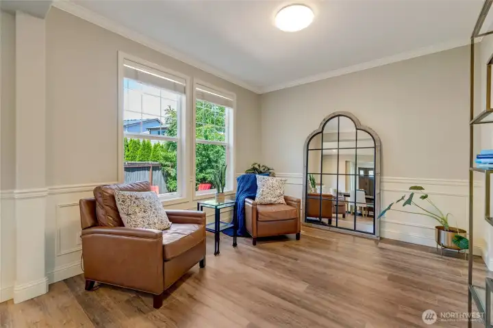 This area can be a relaxing living room or dining room that is located just off of the butler's pantry.