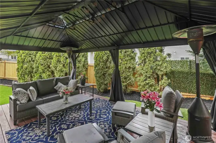 Covered structure for year-round enjoyment.