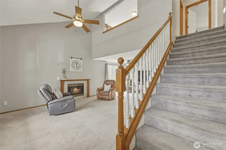 Upstairs has an open loft/office to below, making it feel extra spacious and yet connected.