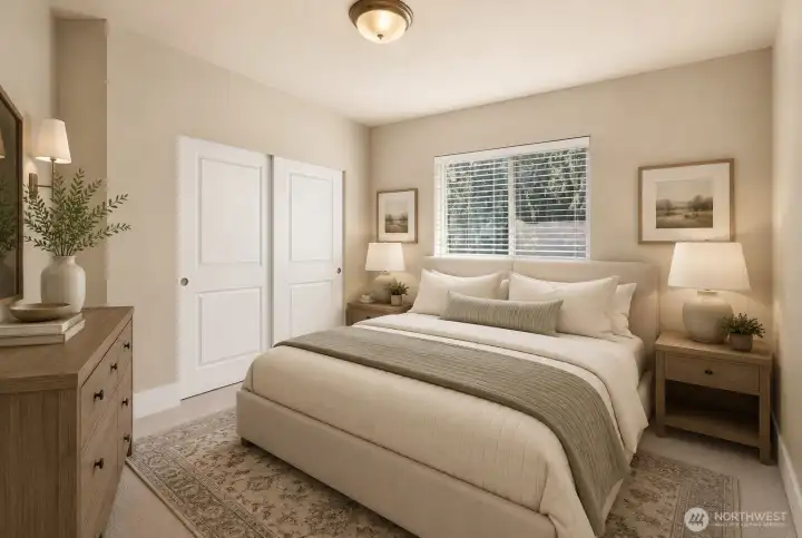 Virtually Staged Upstairs Bedroom