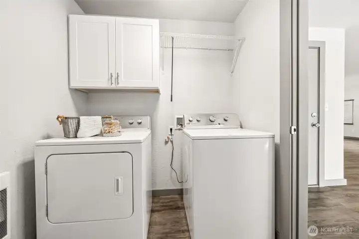 Laundry space found in guest bathroom