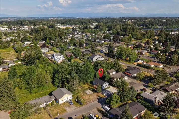 Aerial view of the home