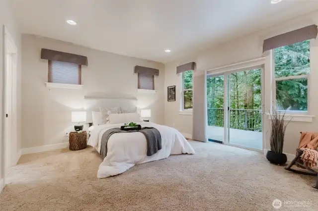Door leading from the bedroom to the back deck