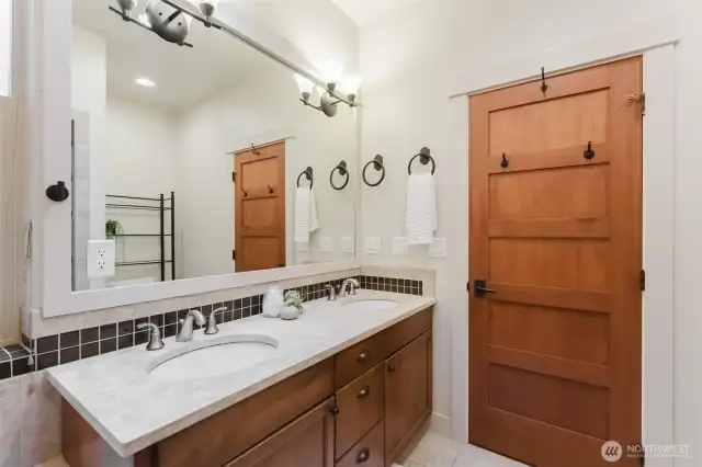 Double vanity in this amazing primary bathroom