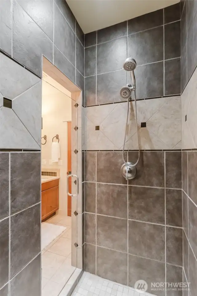 Or enjoy the comfort of a large walk-in shower