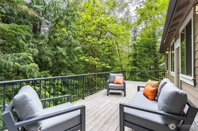 Upper level back deck with composite decking