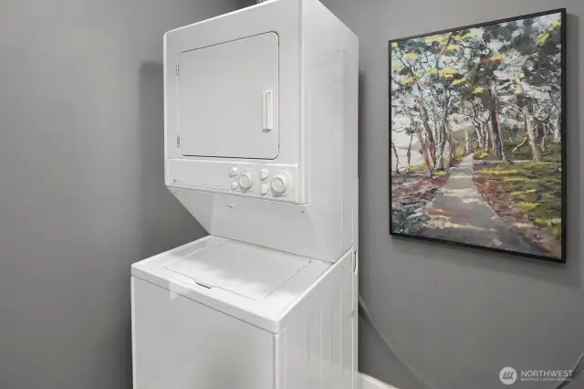 In unit washer dryer in contained room