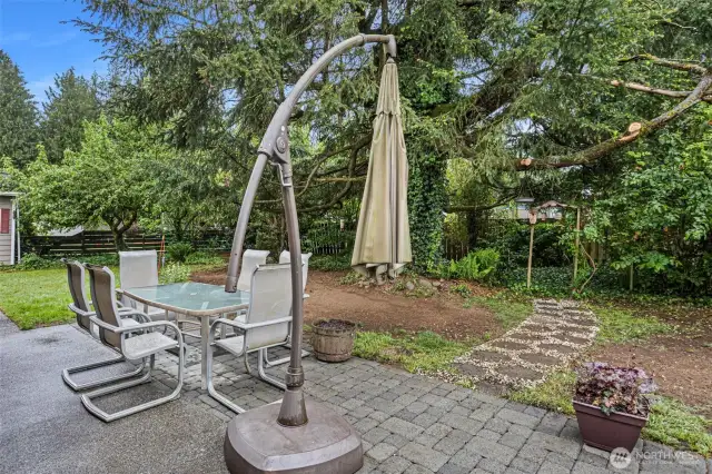 Extended patio with new pavers in 2021
