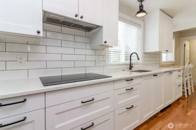 Love the full subway tile walls, clean and modern!