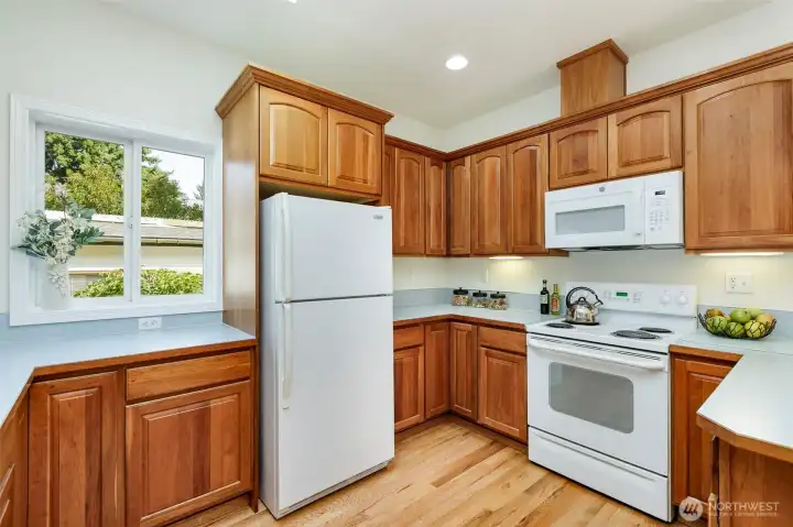 Spacious kitchen with breakfast nook.