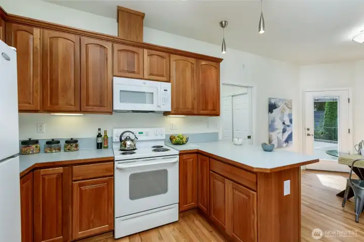 Spacious kitchen with breakfast nook.