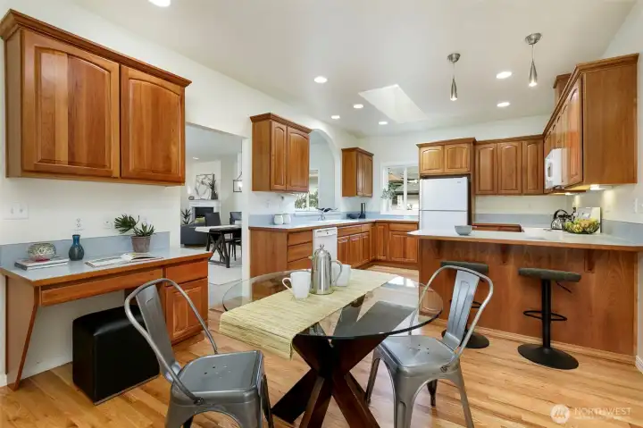 Spacious kitchen with breakfast nook.