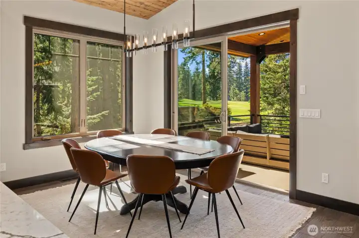 Dining area with room for family and friends.