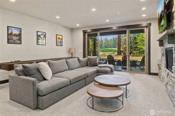 Lower-level recreation room for casual living.