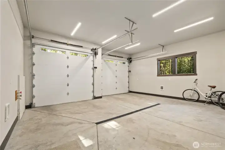Finished heated garage with hot and cold water.