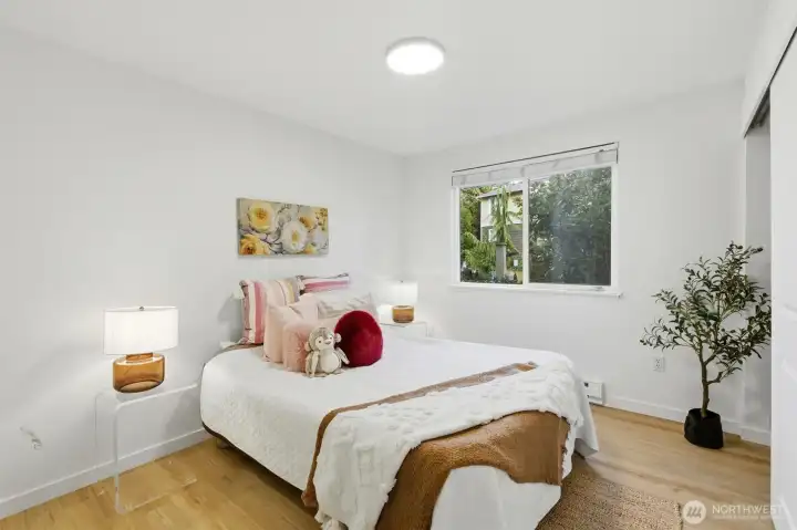 Guest bedroom right off of guest bathroom