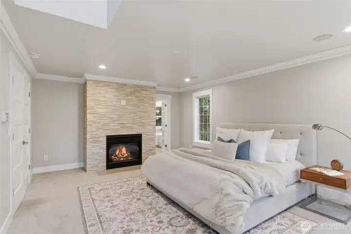 Primary bed with fireplace