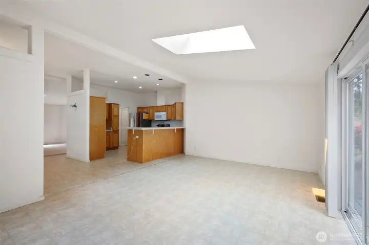 View from family room to kitchen