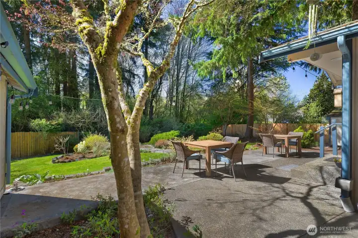 Spacious patio offers the perfect setting for outdoor dining and entertaining.