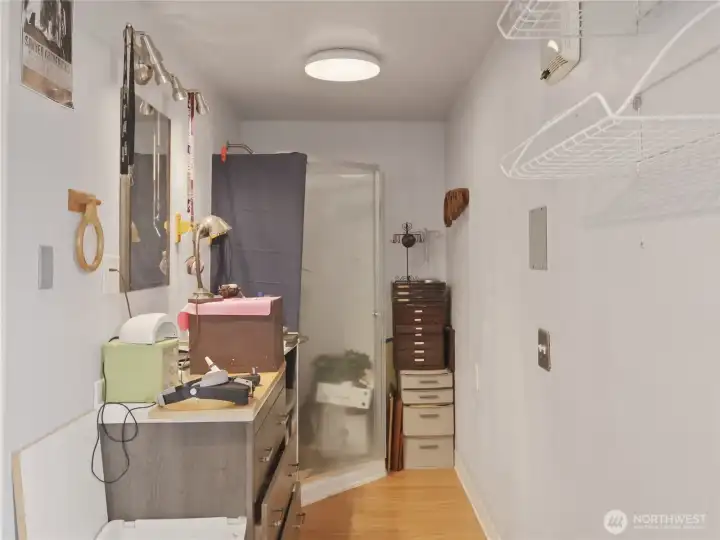 Bathroom Located in Store Front/Great Room Currently being used for storage.