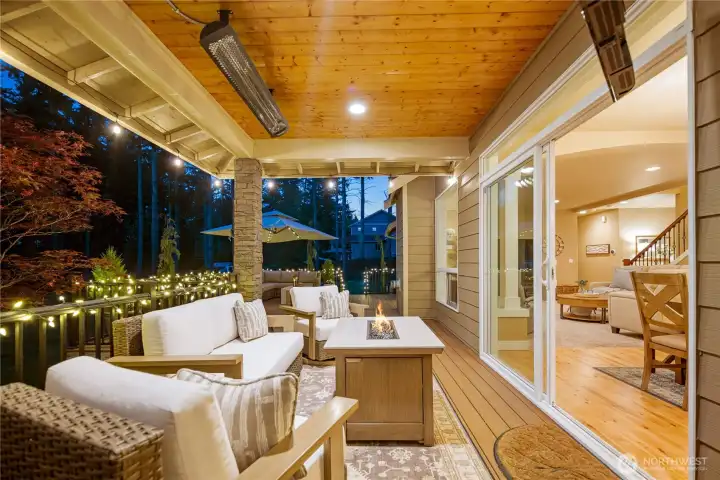 Covered area, professionally installed heater.