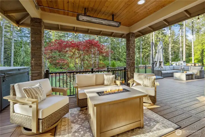 Step outside to big covered area...
