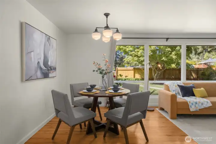 great dining space w/ new light