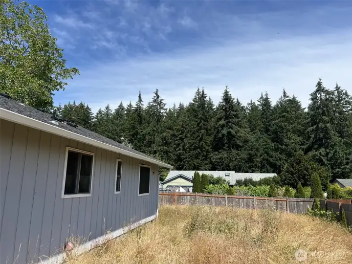 large back yard w double gate