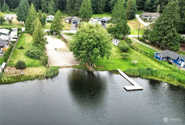 Shared lot to the left of the boat launch.