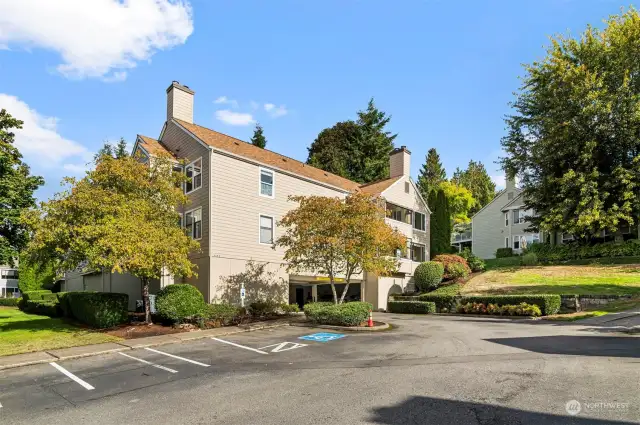 View of Condo from Outside. Condo is on the Upper Floor. Lots of Visitor Parking on both side of the Building.