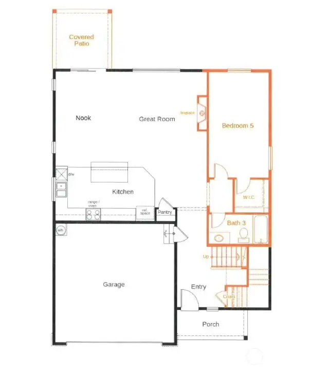 Main floor with large bedroom on main