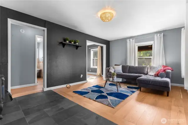 Mix of traditional and contemporary interior finishes