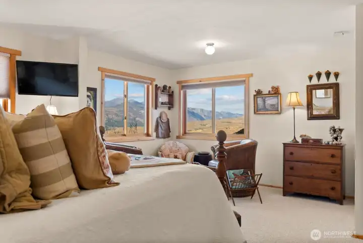 Daylight walkout basement, Bedroom 2 is well appointed with carpeted floor. Closet. Gorgeous mountain views.   Super quiet.