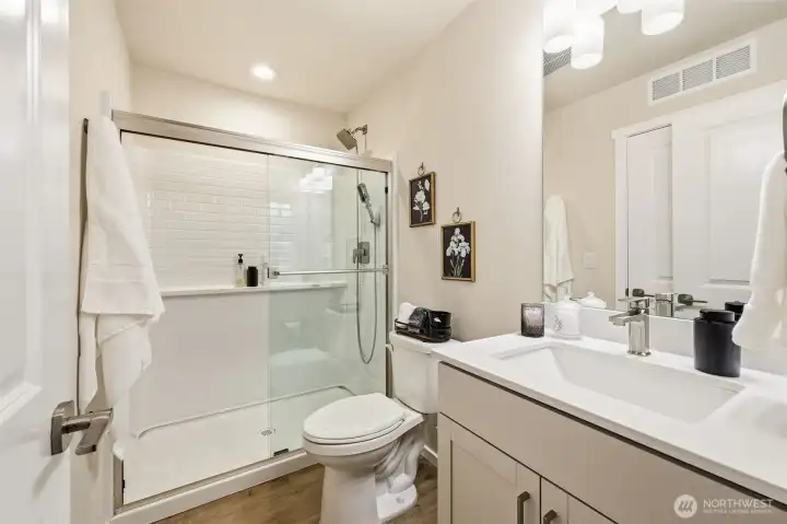 ¾ bath nearby makes hosting or multigenerational living easy.