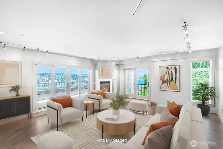 Virtually staged living room