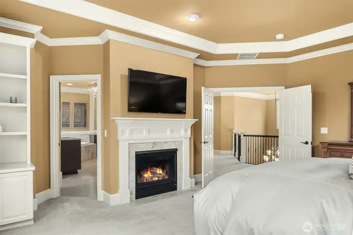 Fireplace in primary bedroom