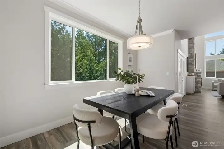Dining area conveniently located next to kitchen and great room