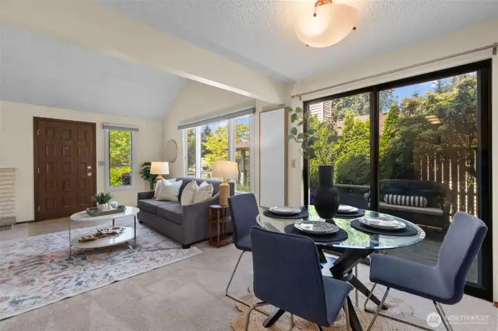 Thoughtfully designed for single level living w/ living room, dining, kitchen, and deck all on one level. Thoughtfully designed for single level living w/ living room, dining, kitchen, and deck all on one level.