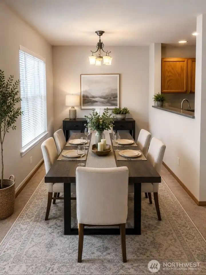 Dining Room with view of parklike back yard