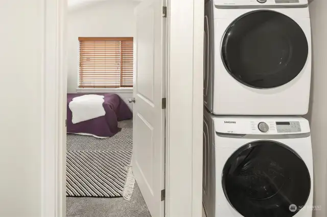 Your washer/dryer are on your top floor, close to both upper bedrooms.