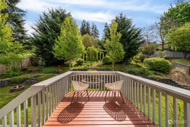 Beautiful deck overlooking a large lot