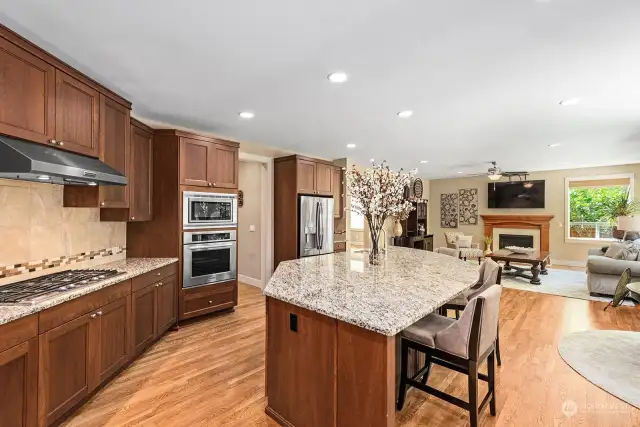 The kitchen opens to a fabulous family room.